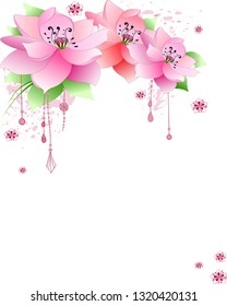 Fondo de Vector o marco con flores y hojas de loto. Composición floral.