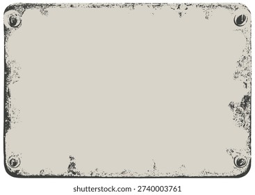 A vector background or frame in a grunge, urban, or steampunk style featuring an iron or copper sign bolted to a wall. Suitable for computer games, street art posters, and banners.