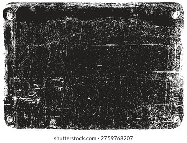 A vector background or frame in a grunge, urban, or steampunk style featuring an iron or copper sign bolted to a wall. Suitable for computer games, street art posters, and banners.