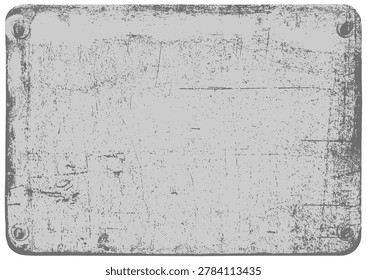 vector background or frame in a grunge, urban, or steampunk style featuring an iron or copper sign bolted to a wall. Suitable for computer games, street art posters, and banners