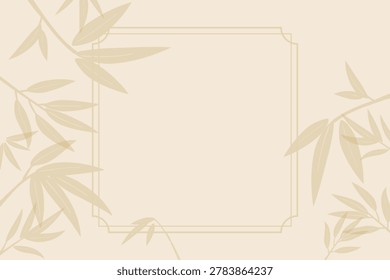 Vector background frame illustration decorated with bamboo branches and leaves, Asian healing nature.