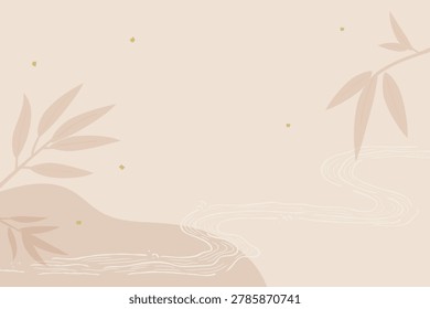 Vector background frame illustration decorated with bamboo branches and leaves, Asian healing nature.