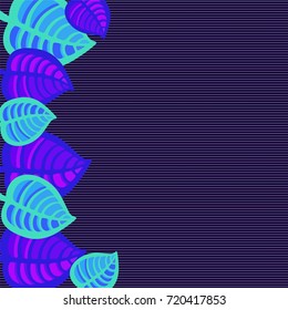 Vector background frame with neon leafs