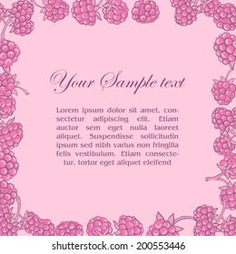 vector background, frame of raspberries and place for your text