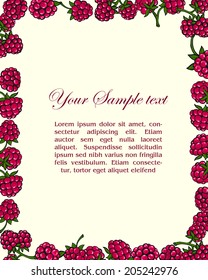 vector background, frame of raspberries and place for your text