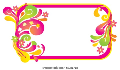 Vector background frame with retro floral elements