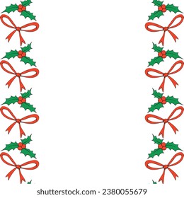 Vector background, frame, side border from Christmas symbols. Vertical edging, decoration on theme New Year and Christmas. For greeting cards, invitations, xmas design