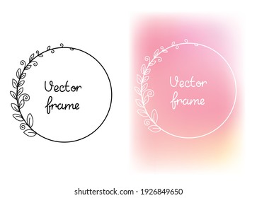 Vector background and frame template with place for text in a simple modern style made from flowers and leaves. Hand drawn line wedding invitations or greeting cards, social media wallpaper.