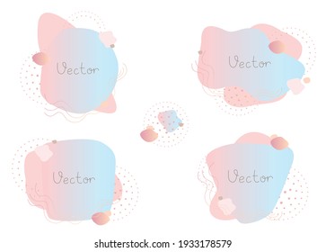 Vector background and frame template with place for text in simple modern abstract style in pink and blue colors. Template for wedding invitations or greeting cards, social media wallpaper.