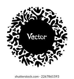 Vector background and frame template with place for text in simple modern style from hand drawn blots. Hand drawn line art for tattoo, postcard or social media wallpaper