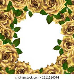 Vector background frame with yellow roses and place for text.