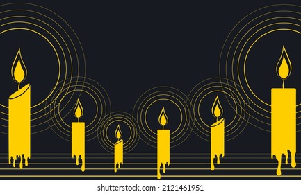 Vector background in free space you can place your text. A burning candle as a symbol of sadness, pouring wax as tears.