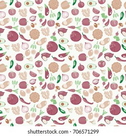 Vector background of fresh and healthy food. Vegetables pattern in retro style, healthy eat concept. Background with Healthy Food , Eco Farm Food. 