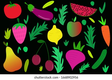 Vector background of fruit. Vector fruits