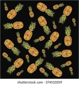 vector background, fruit pattern, pineapple background, isolated objects