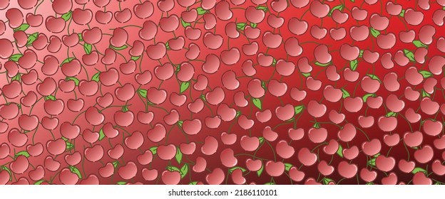 Vector Background Fruit Red Cherry. Can Be Used For All Needs Of Two Dimensional Background