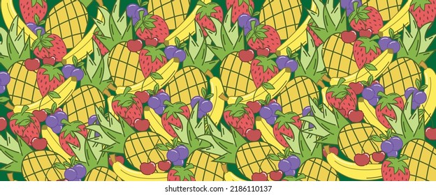 Vector Background Fruits. Can Be Used For All Needs Of Two Dimensional Background