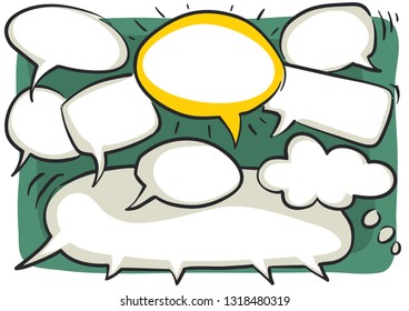 Сhat. Vector background, funny card with empty bubbles.	