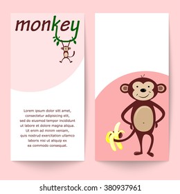Vector background. Funny monkey.