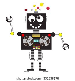 Vector background with funny robot