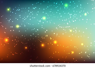 Vector background of a galaxy, with stars, planets and sun on a colored background. Space illustrations.