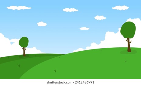 vector background of garden in the morning, garden background for animation. garden and tree background, natural landscape vector