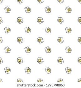 Vector background garden strawberries, berry flowers, berries fruits. Seamless pattern background