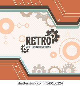 Vector background with gear and cogwheel in retro color