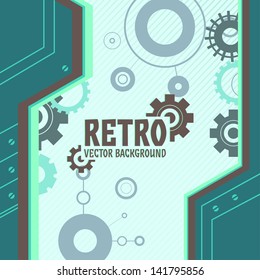 Vector background with gear and cogwheel in retro color