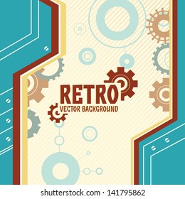 Vector background with gear and cogwheel in retro color