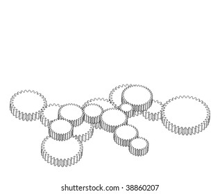 Vector background with gear mechanism on white