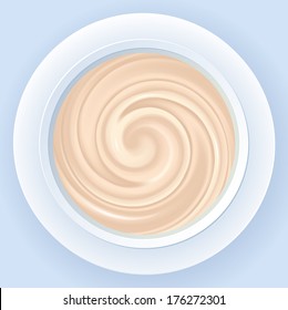 Vector background of gently pink cream in white jar