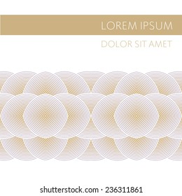 Vector background with geometric patterns. Concentric ribbon pattern. Volume effect. Golden hue.