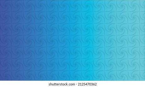 Vector background with geometric patterns. Spirals formed from compound squares. Background in gradient blue. Vector design also suitable as a pattern in the textile industry.