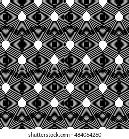 Vector Background with Geometric Rounded Striped Line.  Seamless Pattern.
