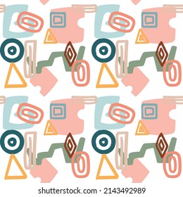 
Vector background with geometric shapes. Abstraction on a white background. Simple shapes and pastel colors.