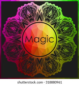 Vector background with geometric shapes and doodle elements. Triangle mosaic background. Polygonal design. Suitable for ads, signboards, menu and web banner designs