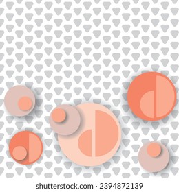 Vector background. Geometric vector wallpaper. packing triangle pattern on background. Circles and semicircles in the foreground. Shading, 3D effect. Presentation, website and similar