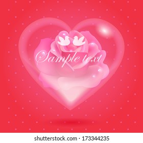 Vector background with glass flower heart. 