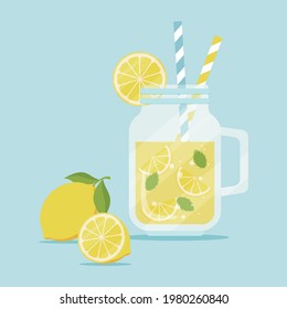 vector background with a glass of lemonade for banners, cards, flyers, social media wallpapers, etc.