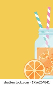 vector background with a glass of orange juice for banners, cards, flyers, social media wallpapers, etc.