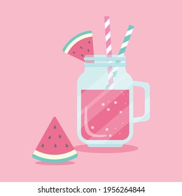 vector background with a glass of watermelon juice for banners, cards, flyers, social media wallpapers, etc.