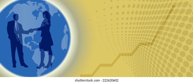 Vector background with a globe and graph.