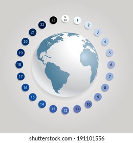 Vector background with globe and numbers.