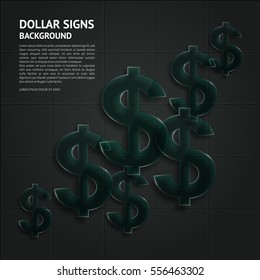 Vector background with glossy, transparent dollar signs.