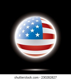 Vector background with glowing flag of United States.