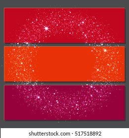 Vector background of glowing light effect stars. Shining glitter particles allocated on neutral background. Dust sparks. Space for your message. Eps 10 vector illustration.
