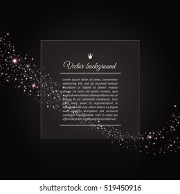 Vector background of glowing light effect stars. Shining glitter particles allocated on neutral background. Dust sparks. Space for your message. Eps 10 vector illustration.