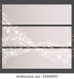 Vector background of glowing light effect stars. Shining glitter particles allocated on neutral background. Dust sparks. Space for your message. Eps 10 vector illustration.