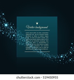 Vector background of glowing light effect stars. Shining glitter particles allocated on neutral background. Dust sparks. Space for your message. Eps 10 vector illustration.